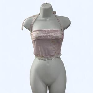 Pink lace halter top